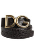 Dolce & Gabbana Black Exotic Leather DG Logo Buckle Belt Dolce & Gabbana