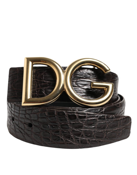 Dolce & Gabbana Black Exotic Leather DG Logo Buckle Belt Dolce & Gabbana