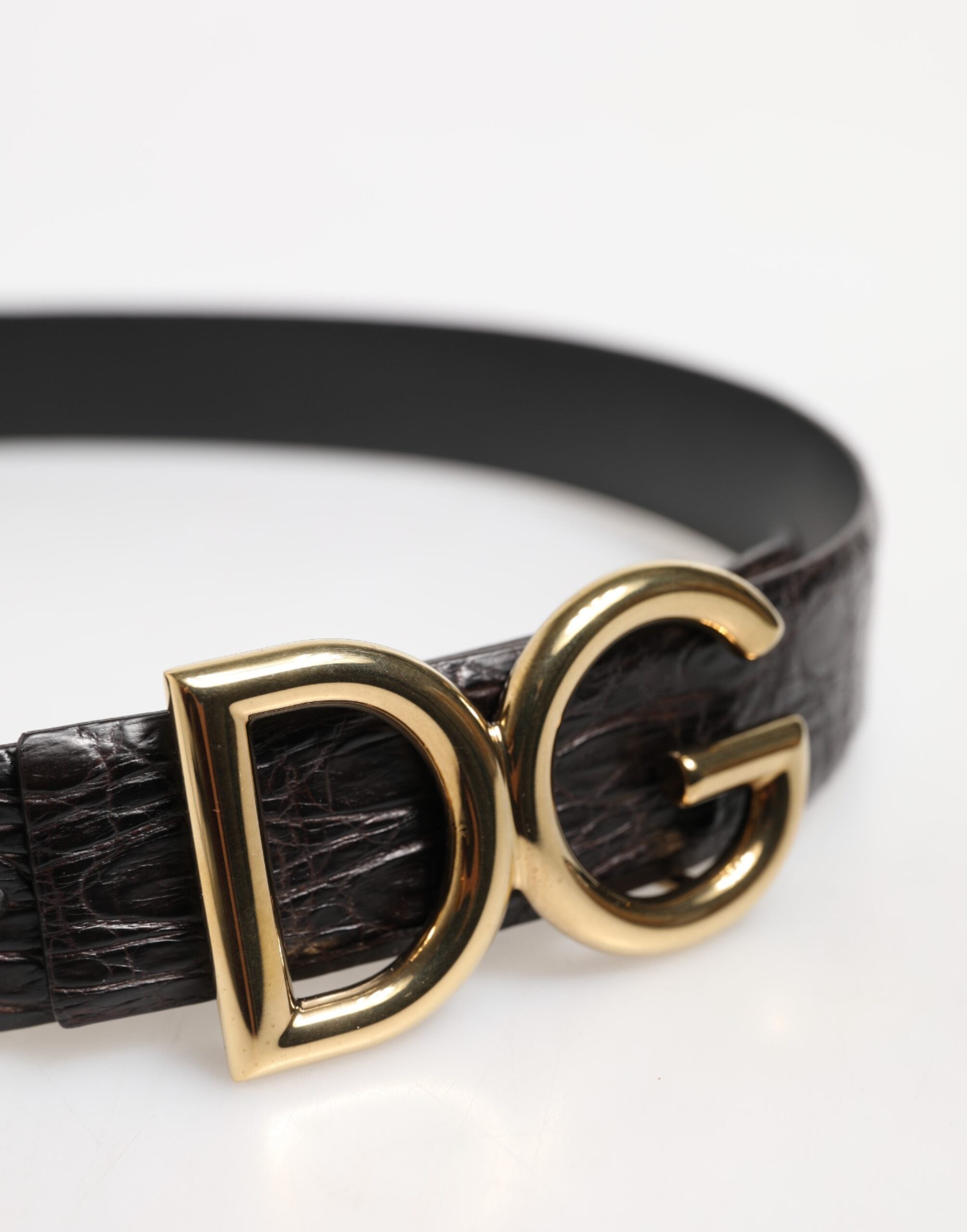 Dolce & Gabbana Black Exotic Leather DG Logo Buckle Belt Dolce & Gabbana