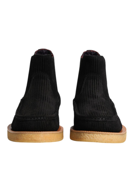 Dolce & Gabbana Black Calf Suede Slip On Ankle Boots Shoes Dolce & Gabbana