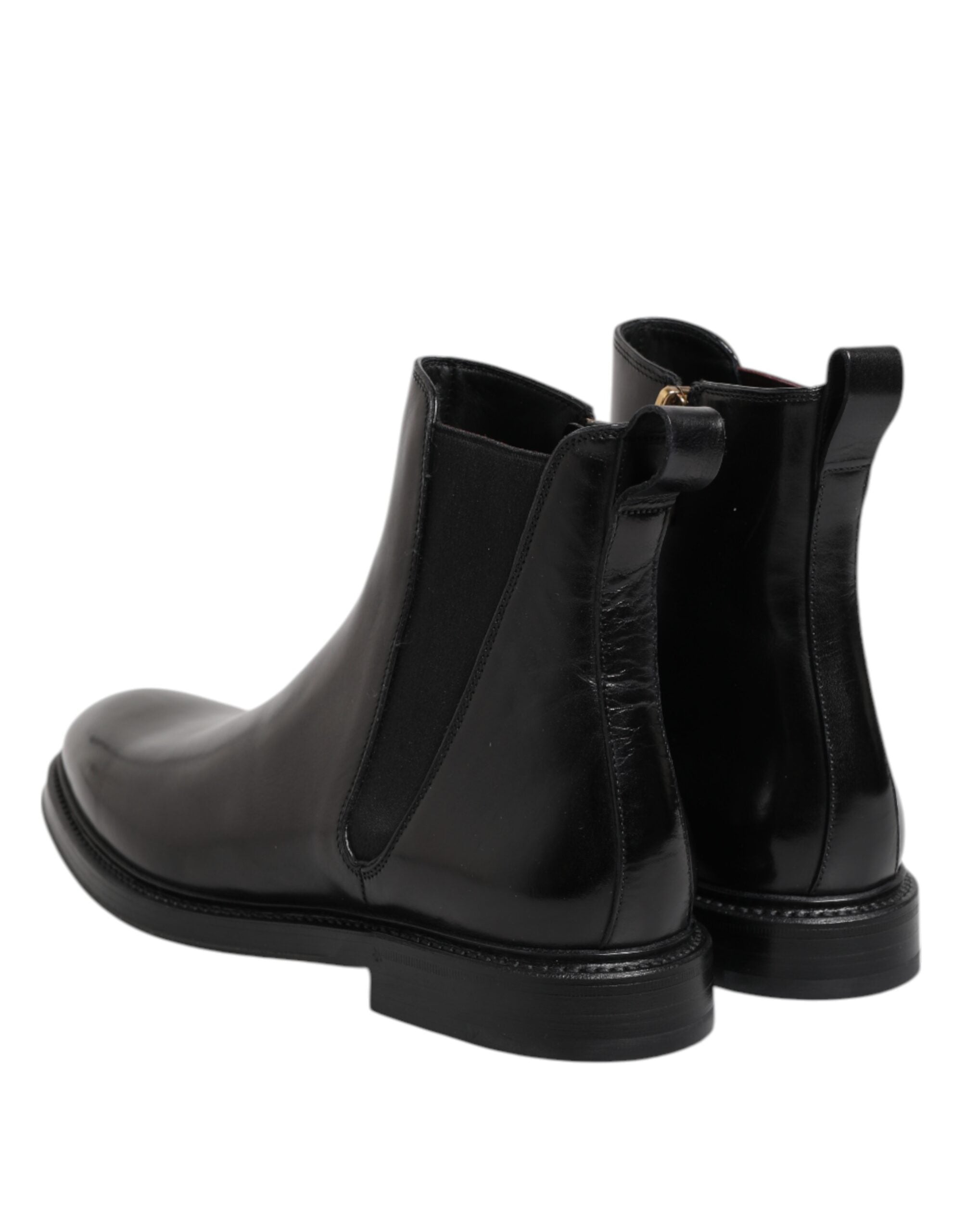 Dolce & Gabbana Black Chelsea Leather Mid Calf Boots Shoes Dolce & Gabbana