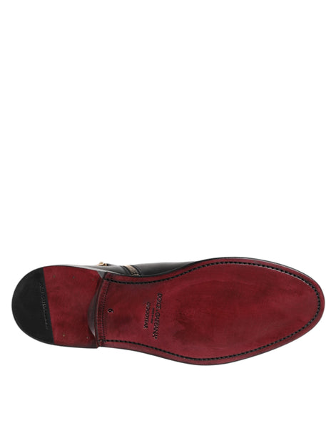 Dolce & Gabbana Black Chelsea Leather Mid Calf Boots Shoes Dolce & Gabbana