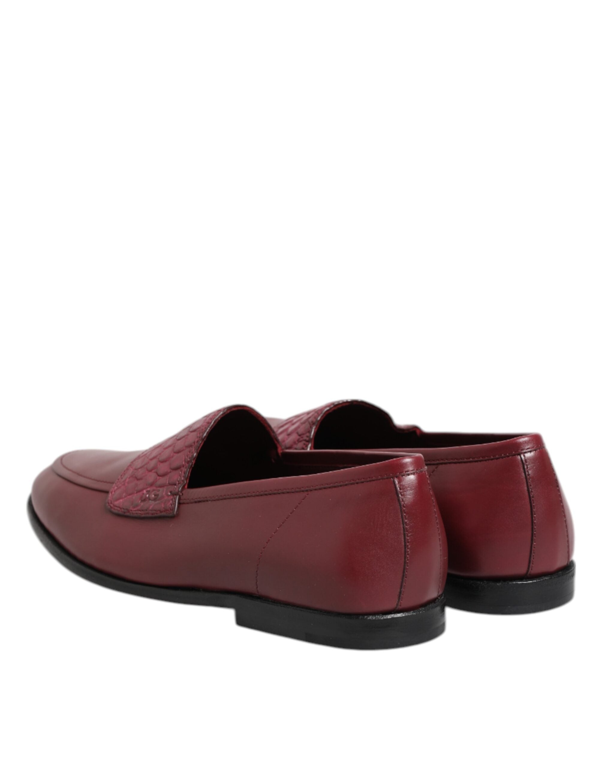 Dolce & Gabbana Burgundy Leather Formal Slip On Shoes Dolce & Gabbana