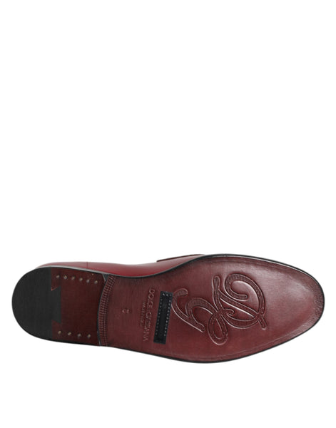 Dolce & Gabbana Burgundy Leather Formal Slip On Shoes Dolce & Gabbana