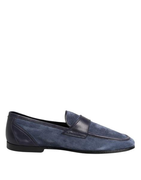 Dolce & Gabbana Blue Suede Leather Loafers Moccasin Shoes Dolce & Gabbana