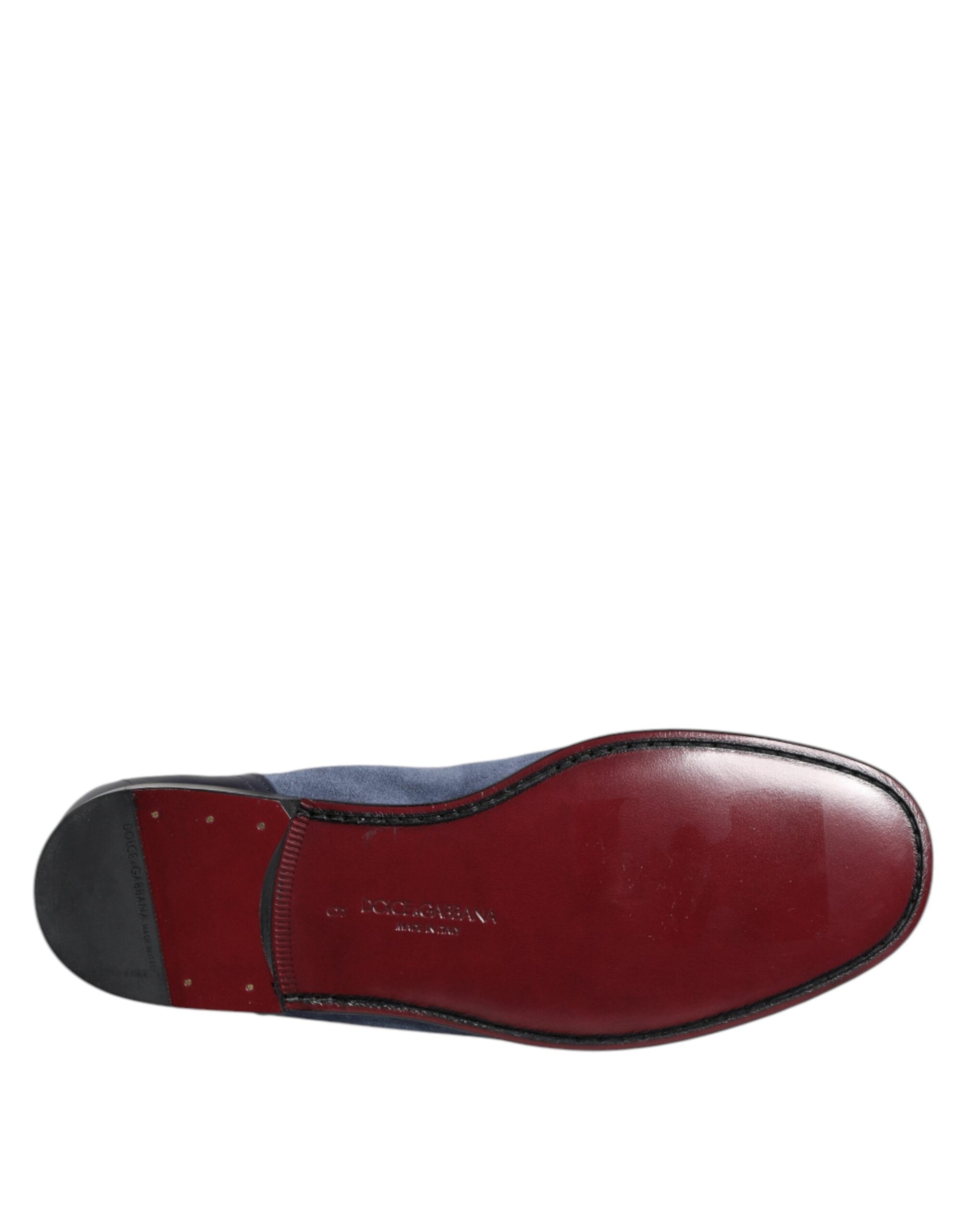 Dolce & Gabbana Blue Suede Leather Loafers Moccasin Shoes Dolce & Gabbana