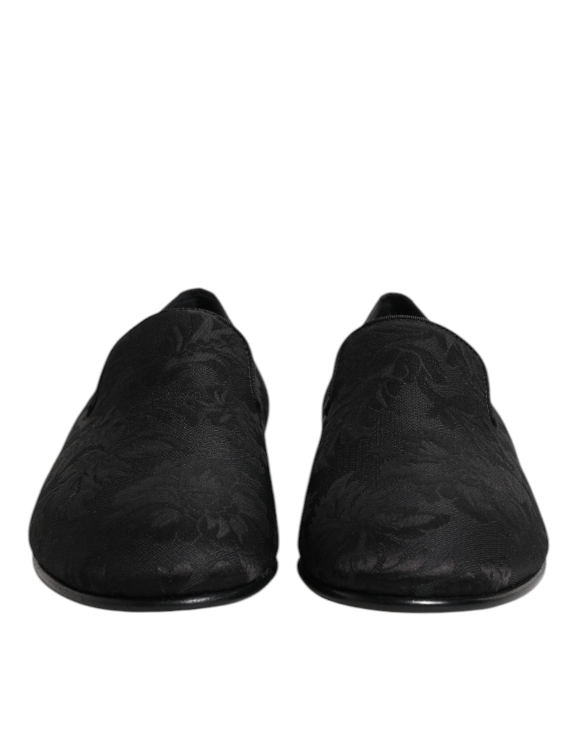Dolce & Gabbana Black Floral Brocade Loafers Men Dress Shoes Dolce & Gabbana