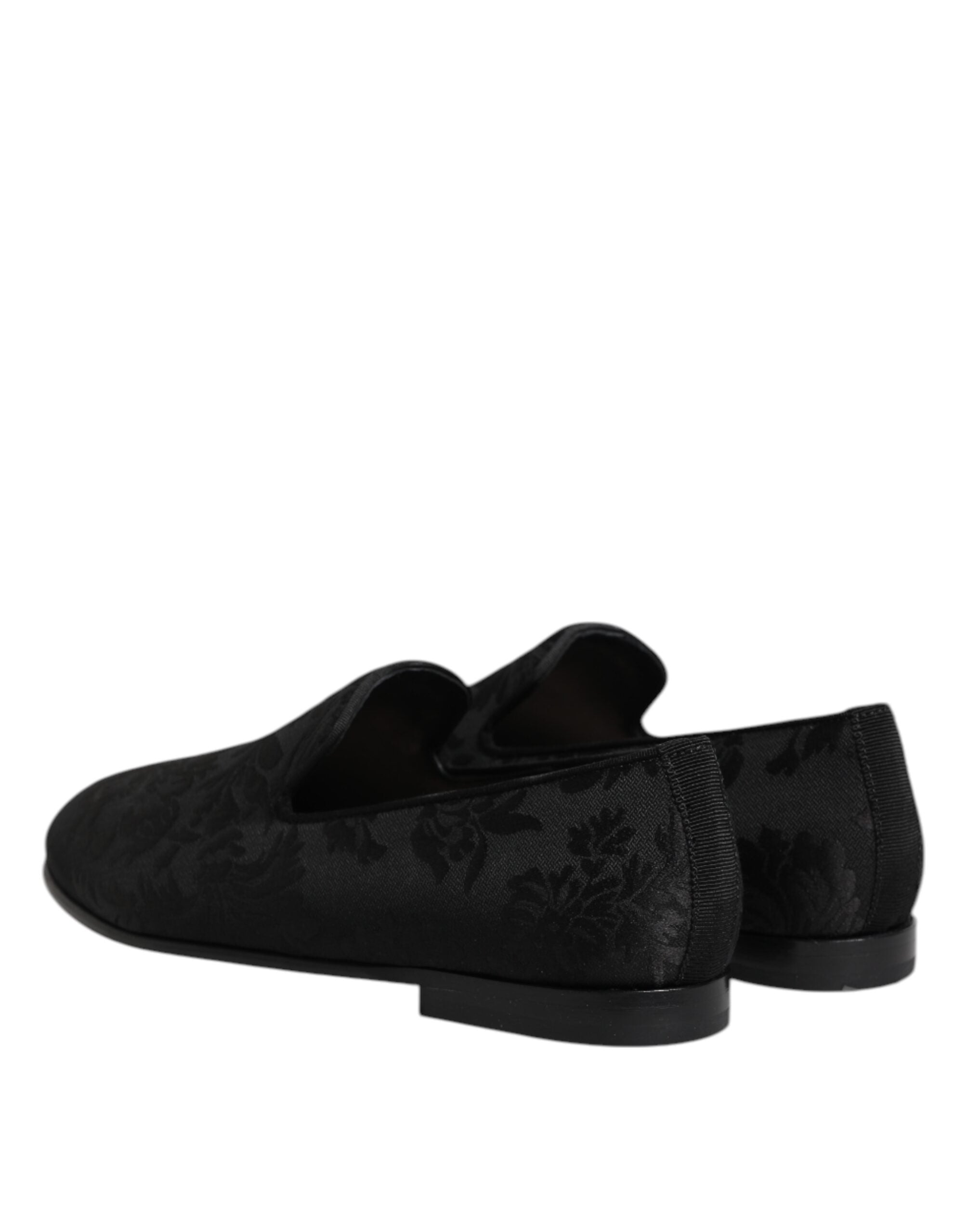 Dolce & Gabbana Black Floral Brocade Loafers Men Dress Shoes Dolce & Gabbana