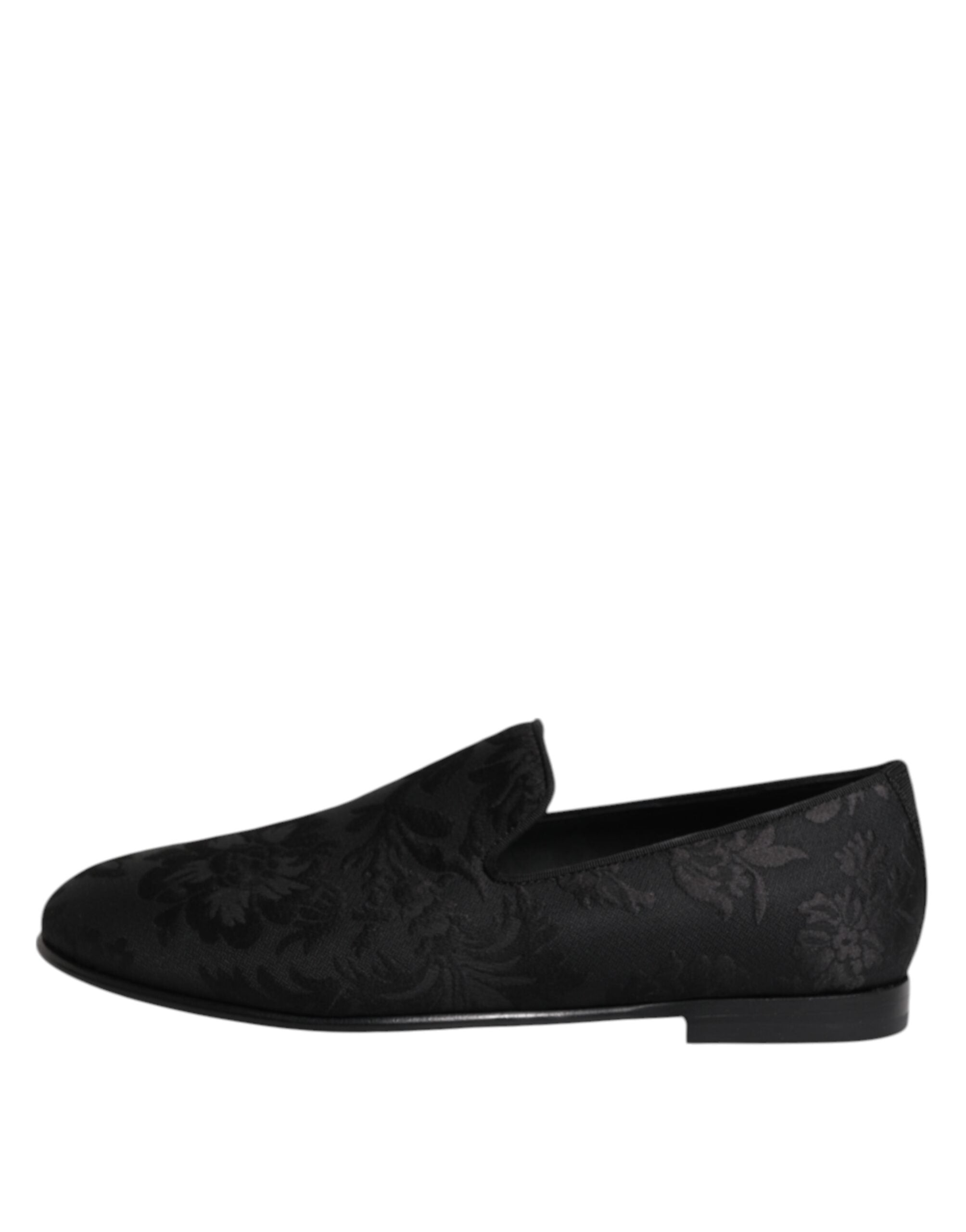 Dolce & Gabbana Black Floral Brocade Loafers Men Dress Shoes Dolce & Gabbana