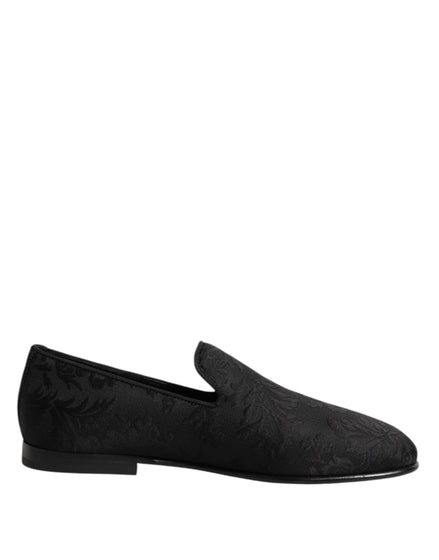 Dolce & Gabbana Black Floral Brocade Loafers Men Dress Shoes Dolce & Gabbana