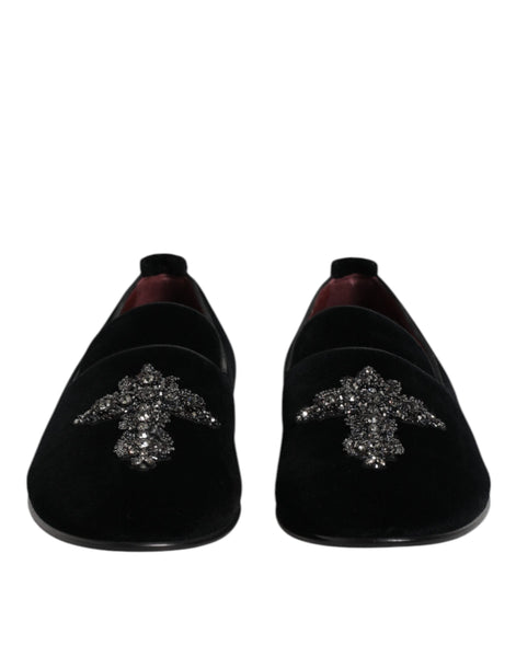 Dolce & Gabbana Black Suede Cross Slip On Loafers Dress Shoes Dolce & Gabbana