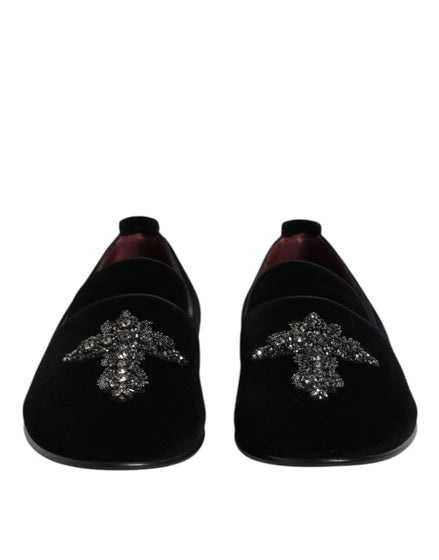 Dolce & Gabbana Black Suede Cross Slip On Loafers Dress Shoes Dolce & Gabbana