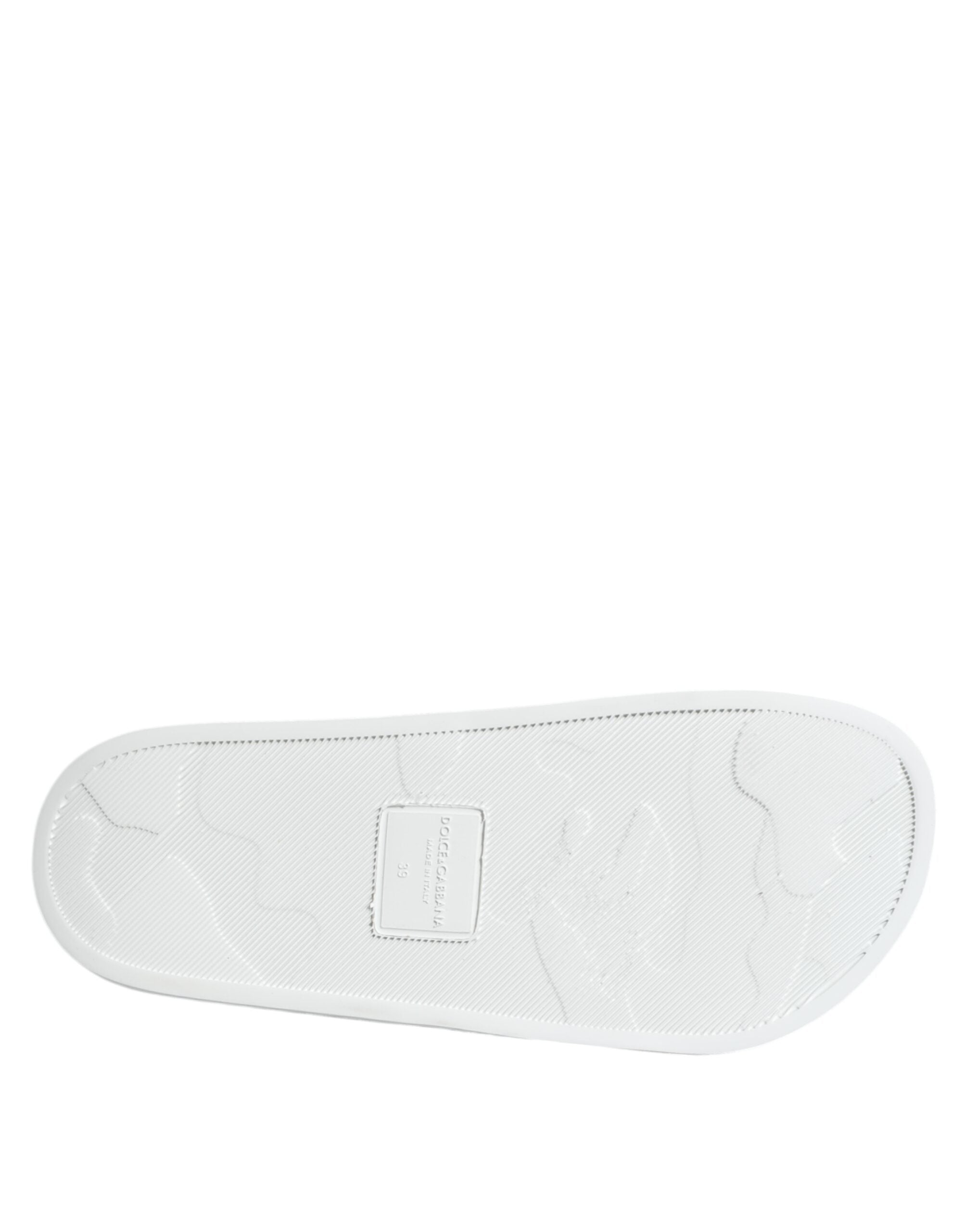 Dolce & Gabbana White Black Leather Sandals Beachwear Shoes Dolce & Gabbana