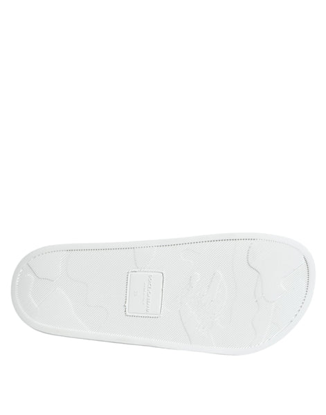 Dolce & Gabbana White Black Leather Sandals Beachwear Shoes Dolce & Gabbana