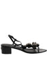 Dolce & Gabbana Black Leather Crystal Ankle Strap Sandals Shoes Dolce & Gabbana