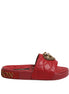Dolce & Gabbana Red Devotion Matelassé Leather Slides Shoes Dolce & Gabbana