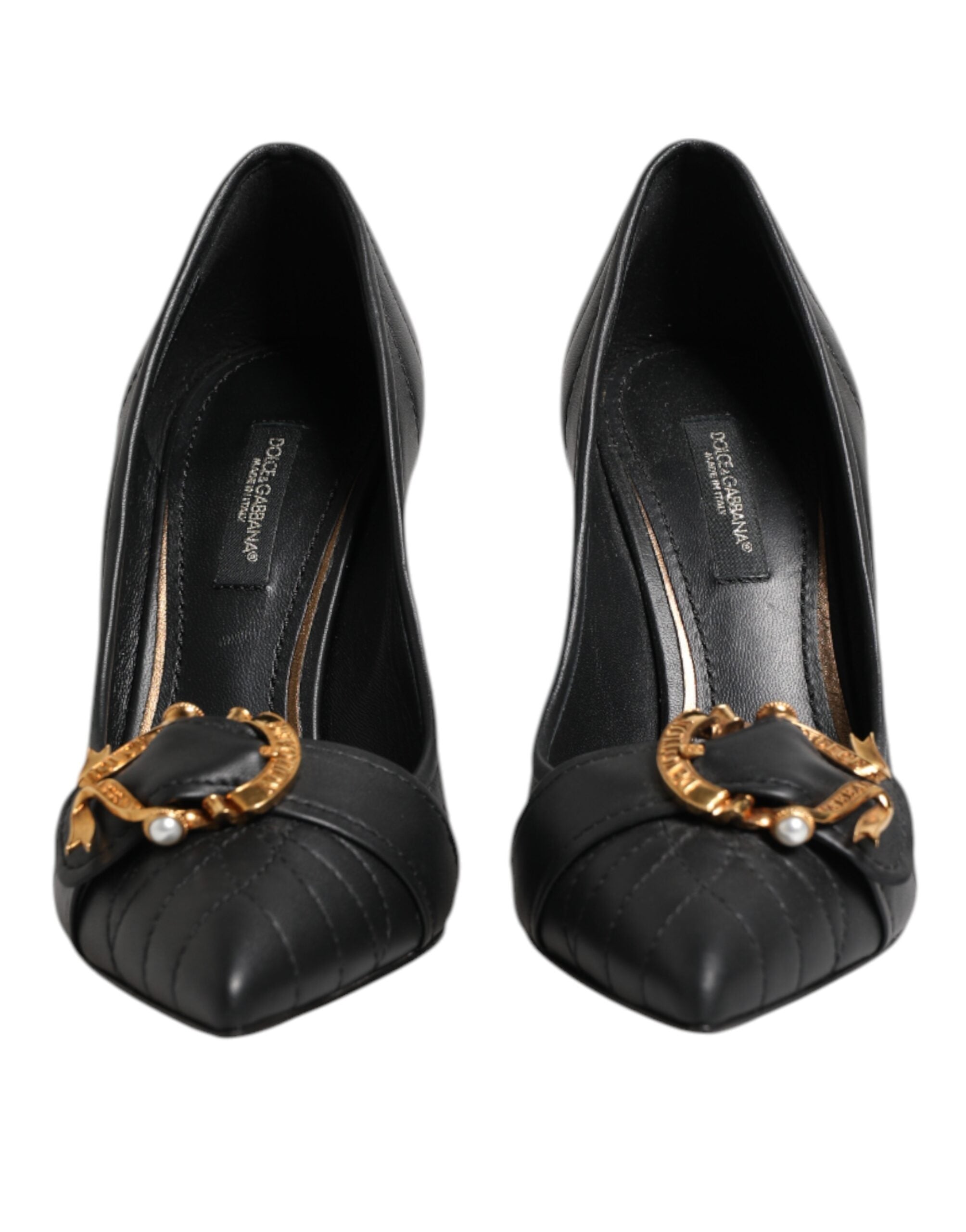 Dolce & Gabbana Black Devotion Leather Heels Pumps Shoes Dolce & Gabbana