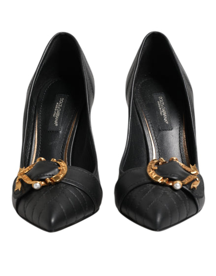 Dolce & Gabbana Black Devotion Leather Heels Pumps Shoes Dolce & Gabbana