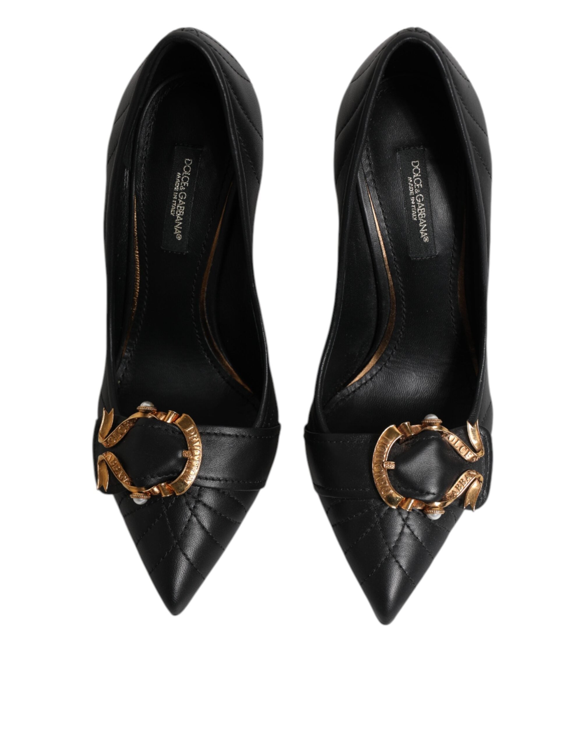 Dolce & Gabbana Black Devotion Leather Heels Pumps Shoes Dolce & Gabbana