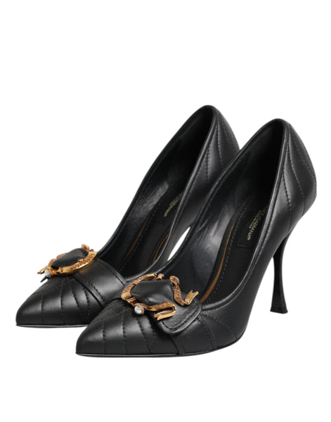 Dolce & Gabbana Black Devotion Leather Heels Pumps Shoes Dolce & Gabbana