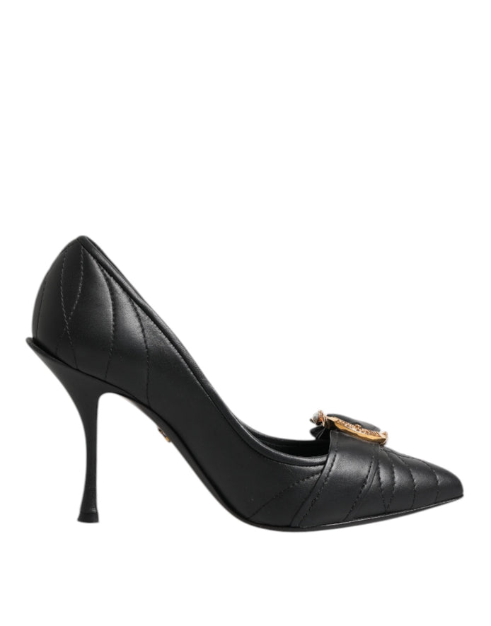 Dolce & Gabbana Black Devotion Leather Heels Pumps Shoes Dolce & Gabbana