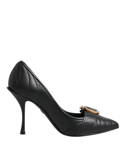 Dolce & Gabbana Black Devotion Leather Heels Pumps Shoes Dolce & Gabbana