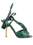 Dolce & Gabbana Green Python Leather Heels Sandals Shoes Dolce & Gabbana