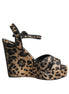 Dolce & Gabbana Brown Leopard Wedges Ankle Strap Sandals Shoes Dolce & Gabbana