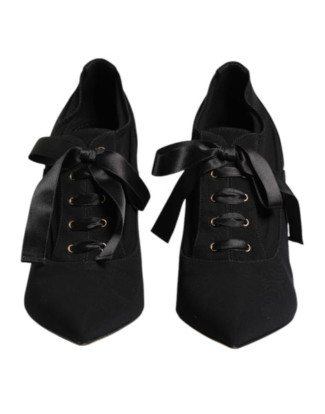 Dolce & Gabbana Black Lace Up Stiletto Heels Pumps Shoes Dolce & Gabbana