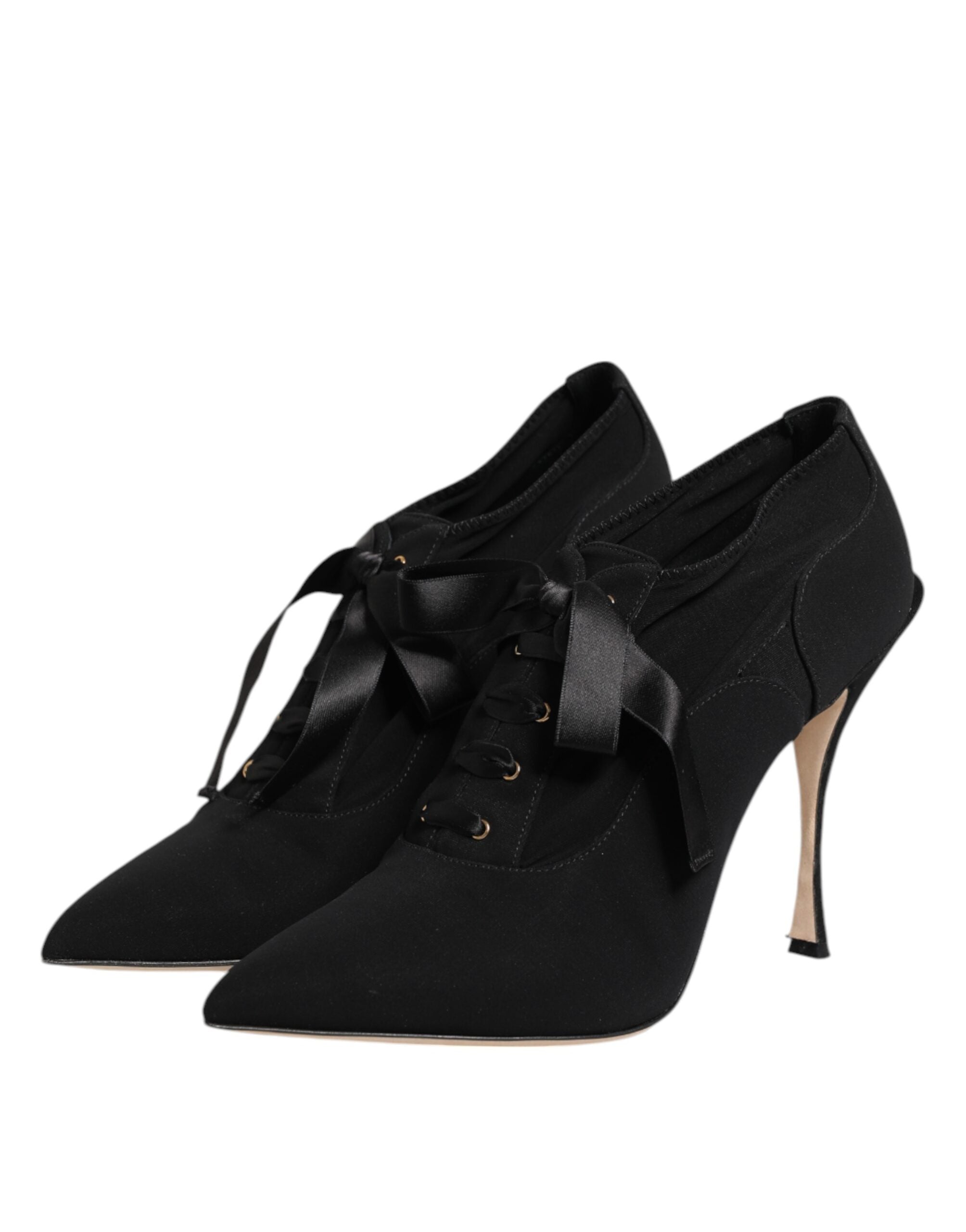Dolce & Gabbana Black Lace Up Stiletto Heels Pumps Shoes Dolce & Gabbana