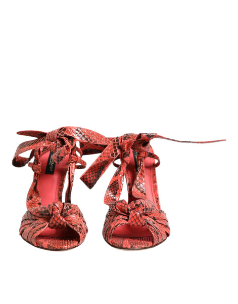 Dolce & Gabbana Coral Python Leather Heels Sandals Shoes Dolce & Gabbana