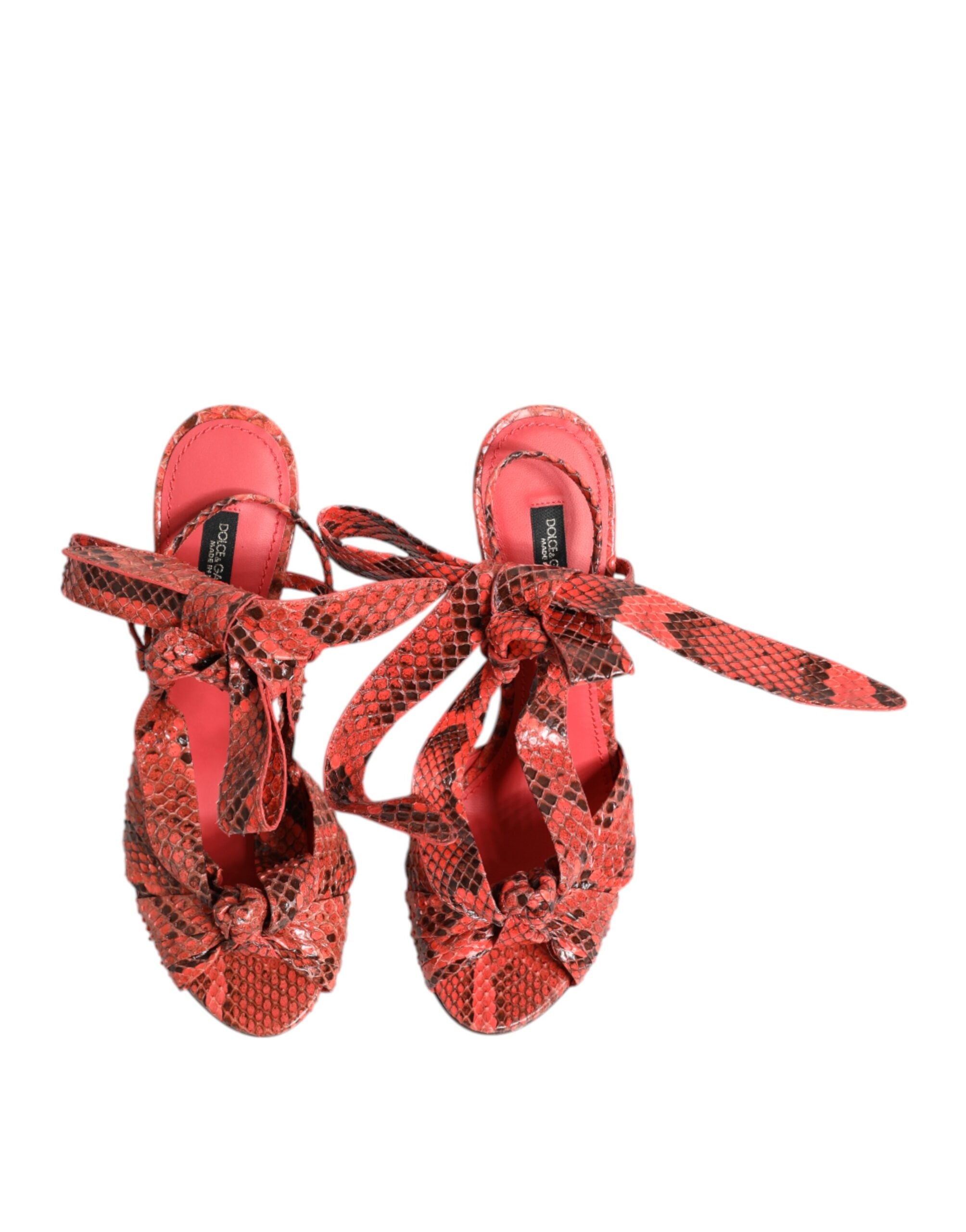 Dolce & Gabbana Coral Python Leather Heels Sandals Shoes Dolce & Gabbana