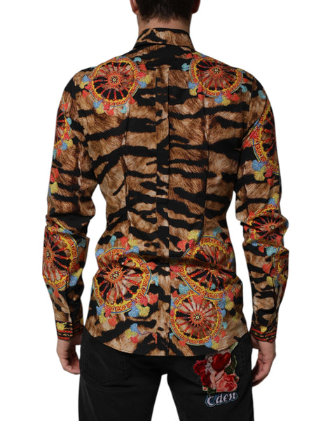 Dolce & Gabbana GOLD Cotton Tiger Carretto Long Sleeve Shirt Dolce & Gabbana
