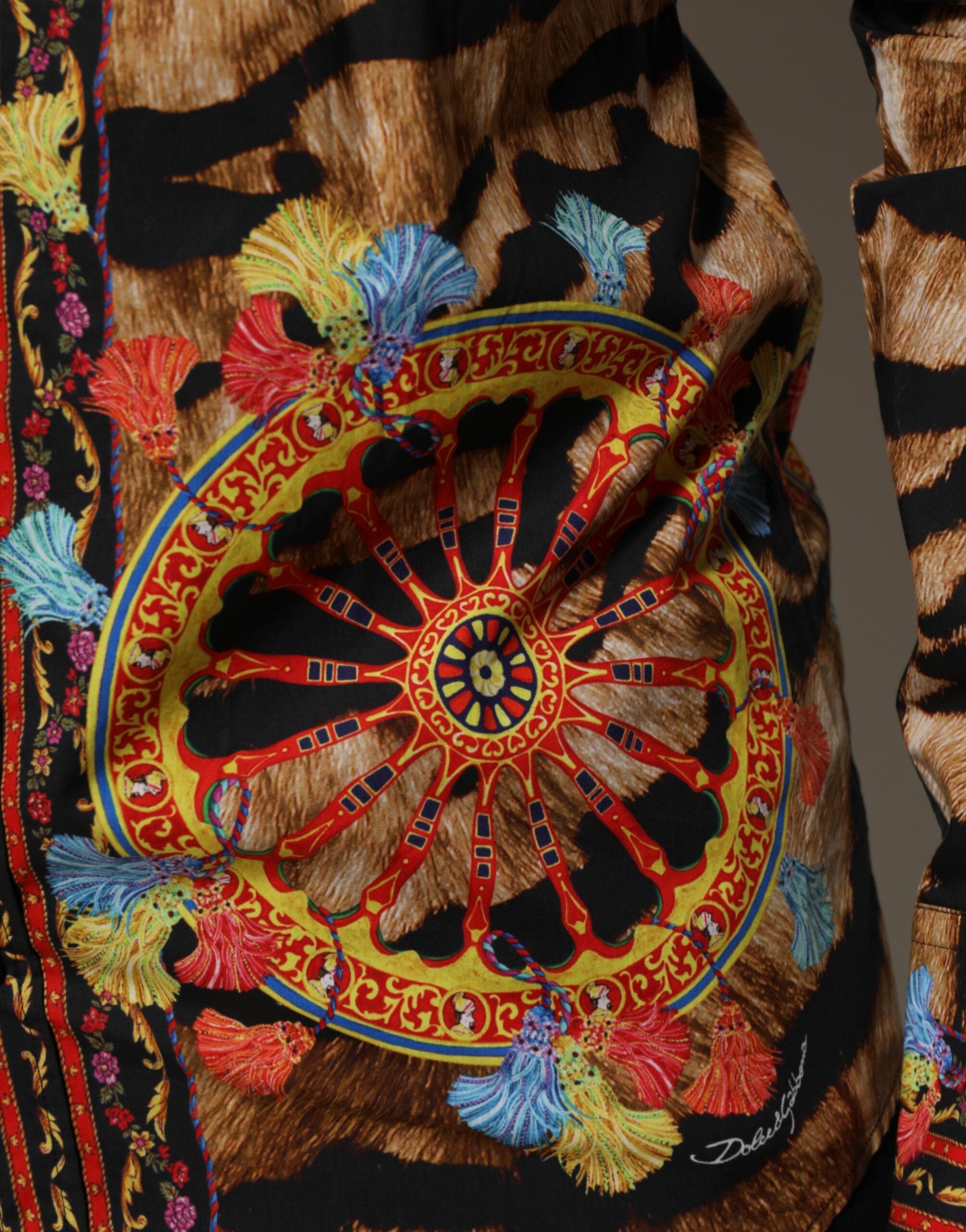 Dolce & Gabbana GOLD Cotton Tiger Carretto Long Sleeve Shirt Dolce & Gabbana