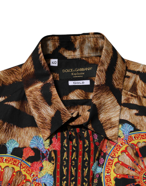 Dolce & Gabbana GOLD Cotton Tiger Carretto Long Sleeve Shirt Dolce & Gabbana