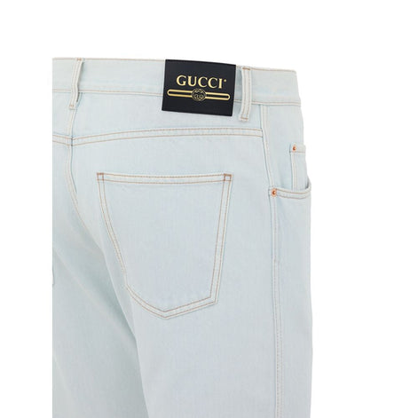 Gucci Blue Cotton Relaxed Fit Jeans Gucci