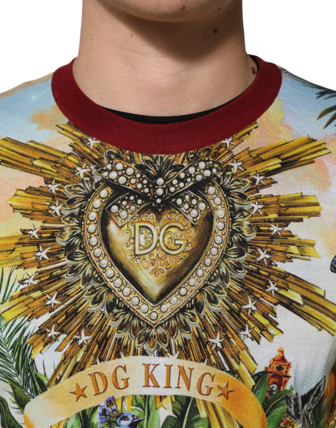 Dolce & Gabbana Tropical Heart Crown Silk Pullover Sweater Dolce & Gabbana