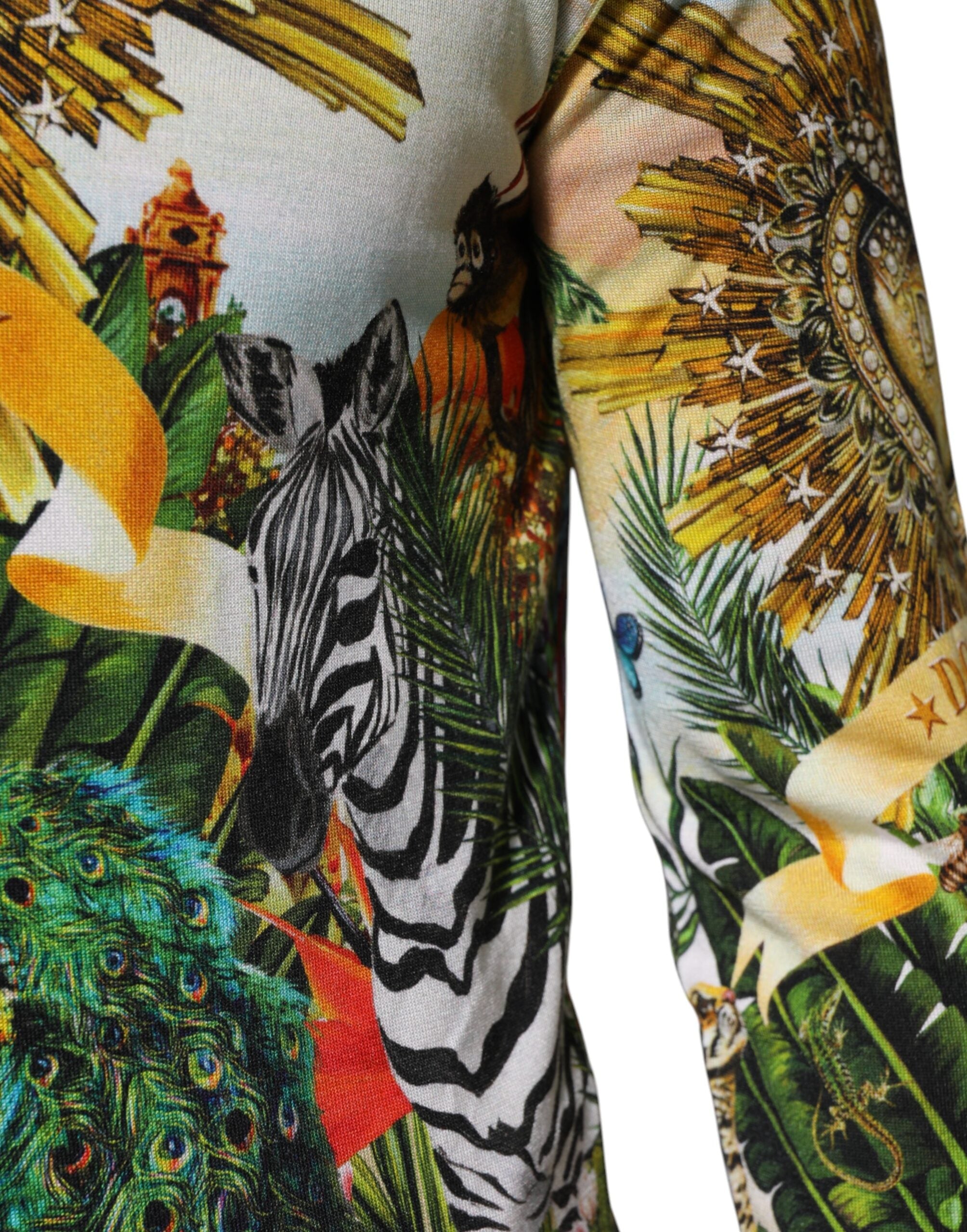 Dolce & Gabbana Tropical Heart Crown Silk Pullover Sweater Dolce & Gabbana