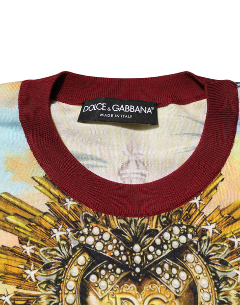 Dolce & Gabbana Tropical Heart Crown Silk Pullover Sweater Dolce & Gabbana