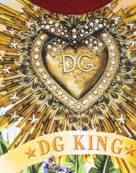 Dolce & Gabbana Tropical Heart Crown Silk Pullover Sweater Dolce & Gabbana