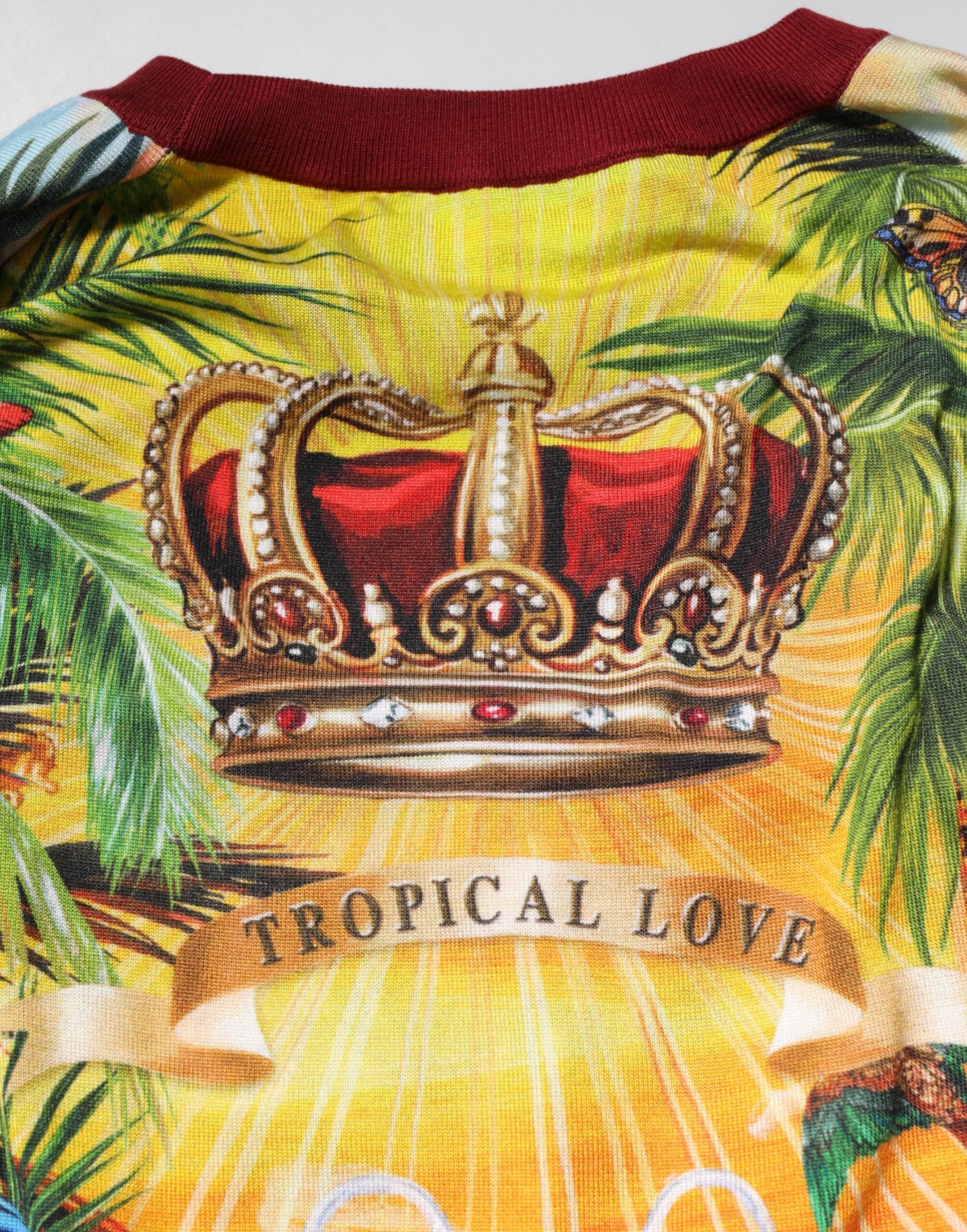 Dolce & Gabbana Tropical Heart Crown Silk Pullover Sweater Dolce & Gabbana