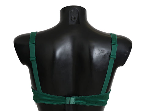 Dolce & Gabbana Green Silk Stretch Floral Lace Bra Underwear Dolce & Gabbana