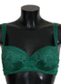 Dolce & Gabbana Green Silk Stretch Floral Lace Bra Underwear Dolce & Gabbana