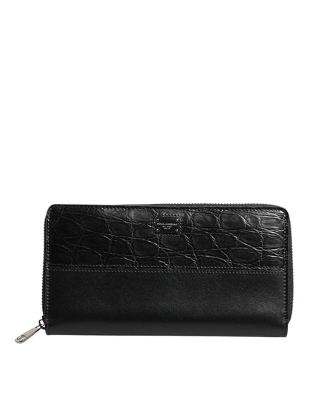 Dolce & Gabbana Black Leather Logo Plaque Zip Around Continental Wallet Dolce & Gabbana