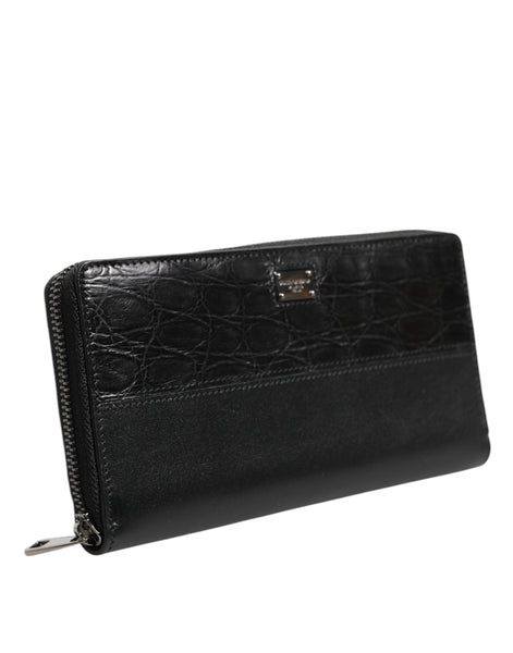 Dolce & Gabbana Black Leather Logo Plaque Zip Around Continental Wallet Dolce & Gabbana