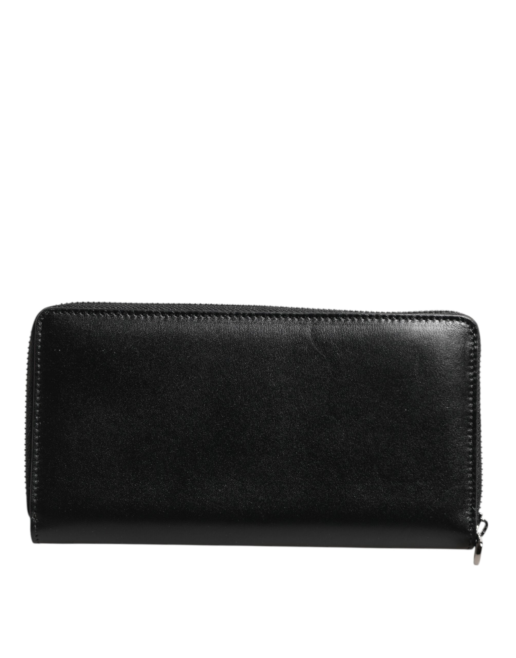 Dolce & Gabbana Black Leather Logo Plaque Zip Around Continental Wallet Dolce & Gabbana