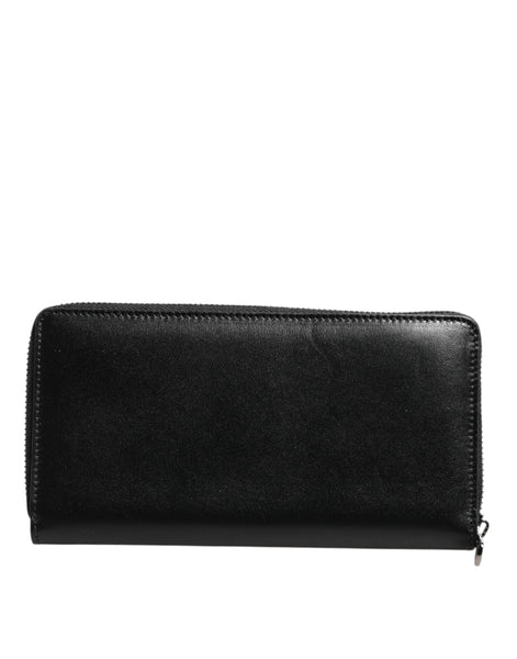 Dolce & Gabbana Black Leather Logo Plaque Zip Around Continental Wallet Dolce & Gabbana