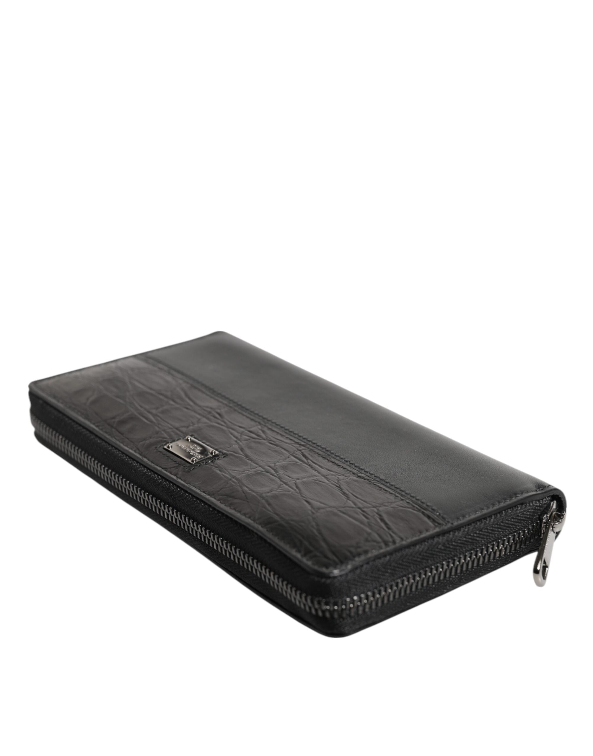 Dolce & Gabbana Black Leather Logo Plaque Zip Around Continental Wallet Dolce & Gabbana