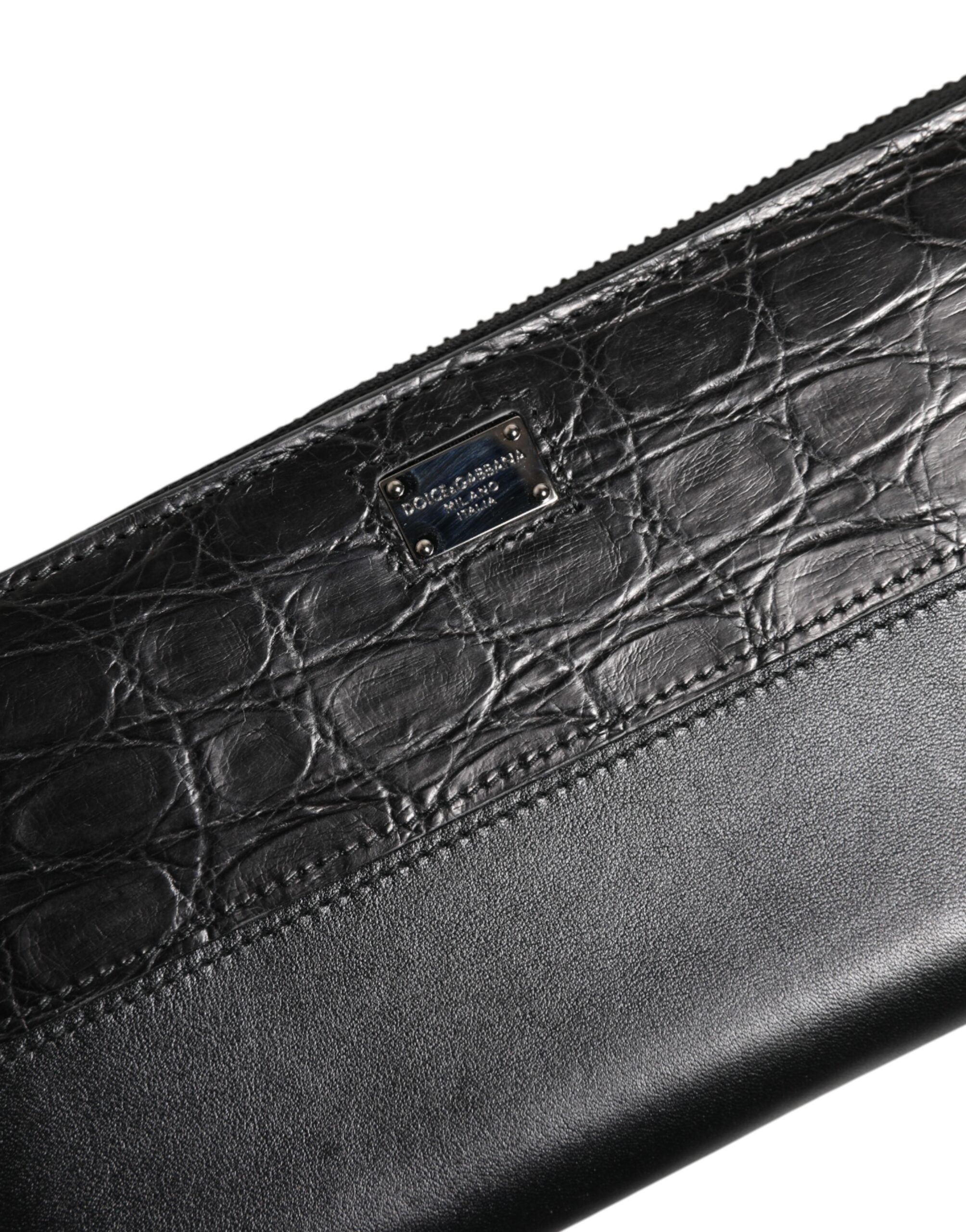 Dolce & Gabbana Black Leather Logo Plaque Zip Around Continental Wallet Dolce & Gabbana