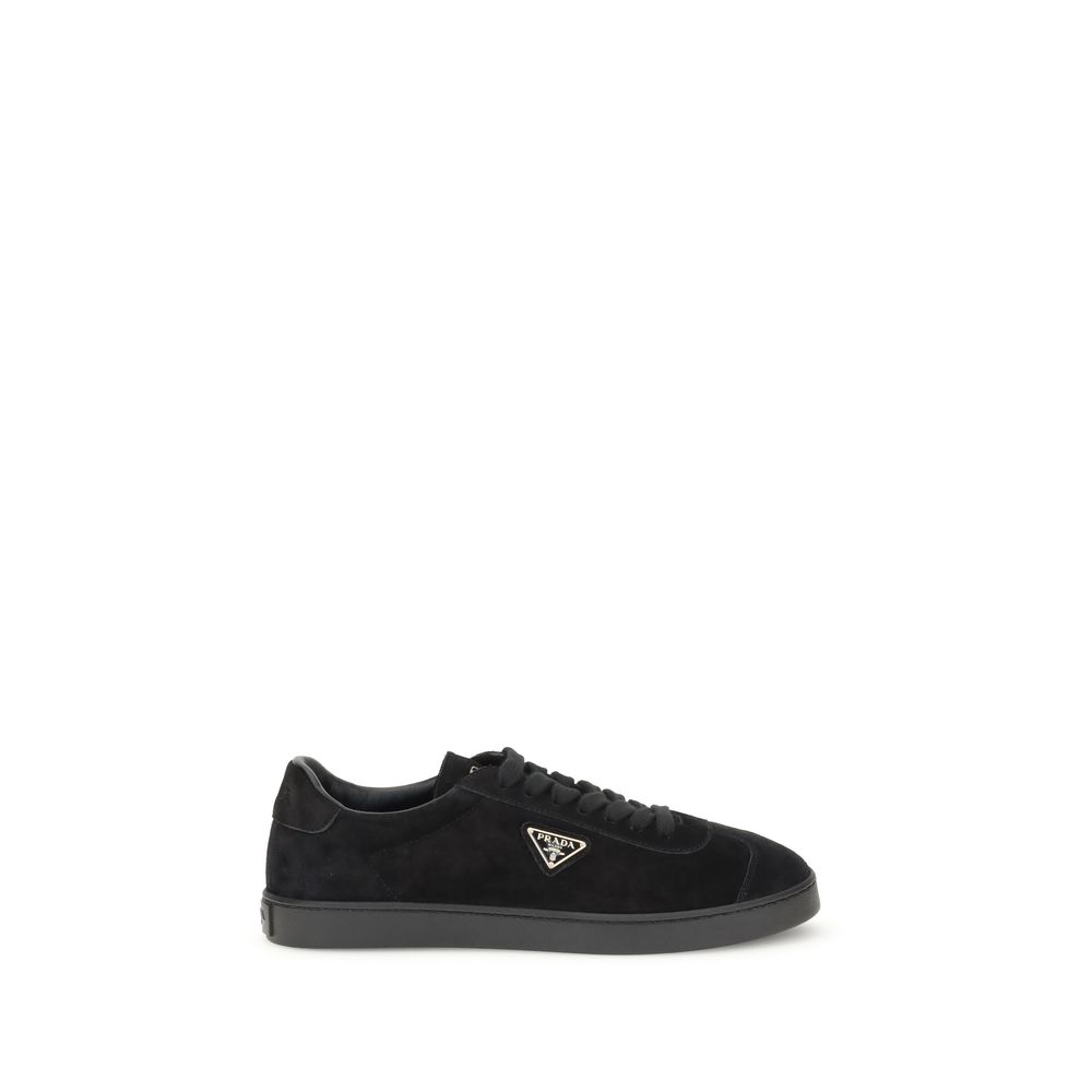 Prada Black Calf Leather Bos Taurus Low Top Sneakers Prada